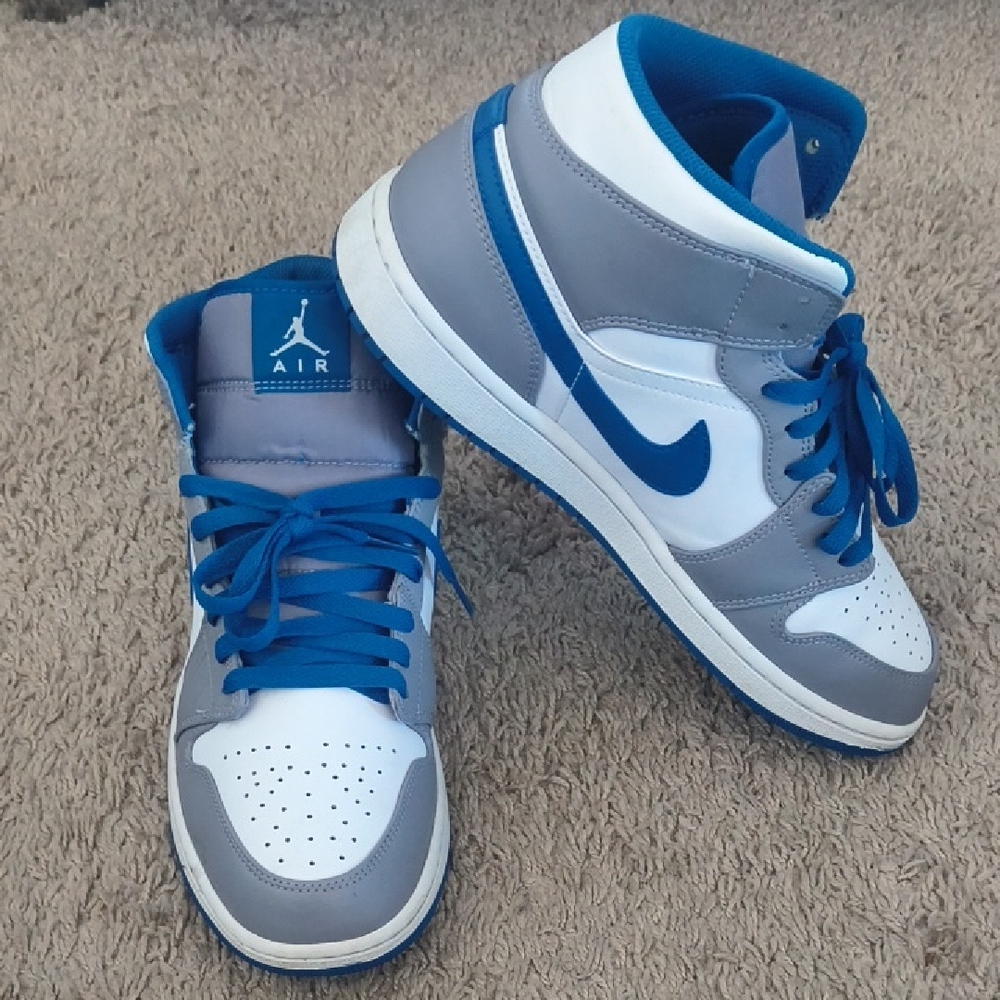 Jordan Blue and Gray High-Top Sneakers